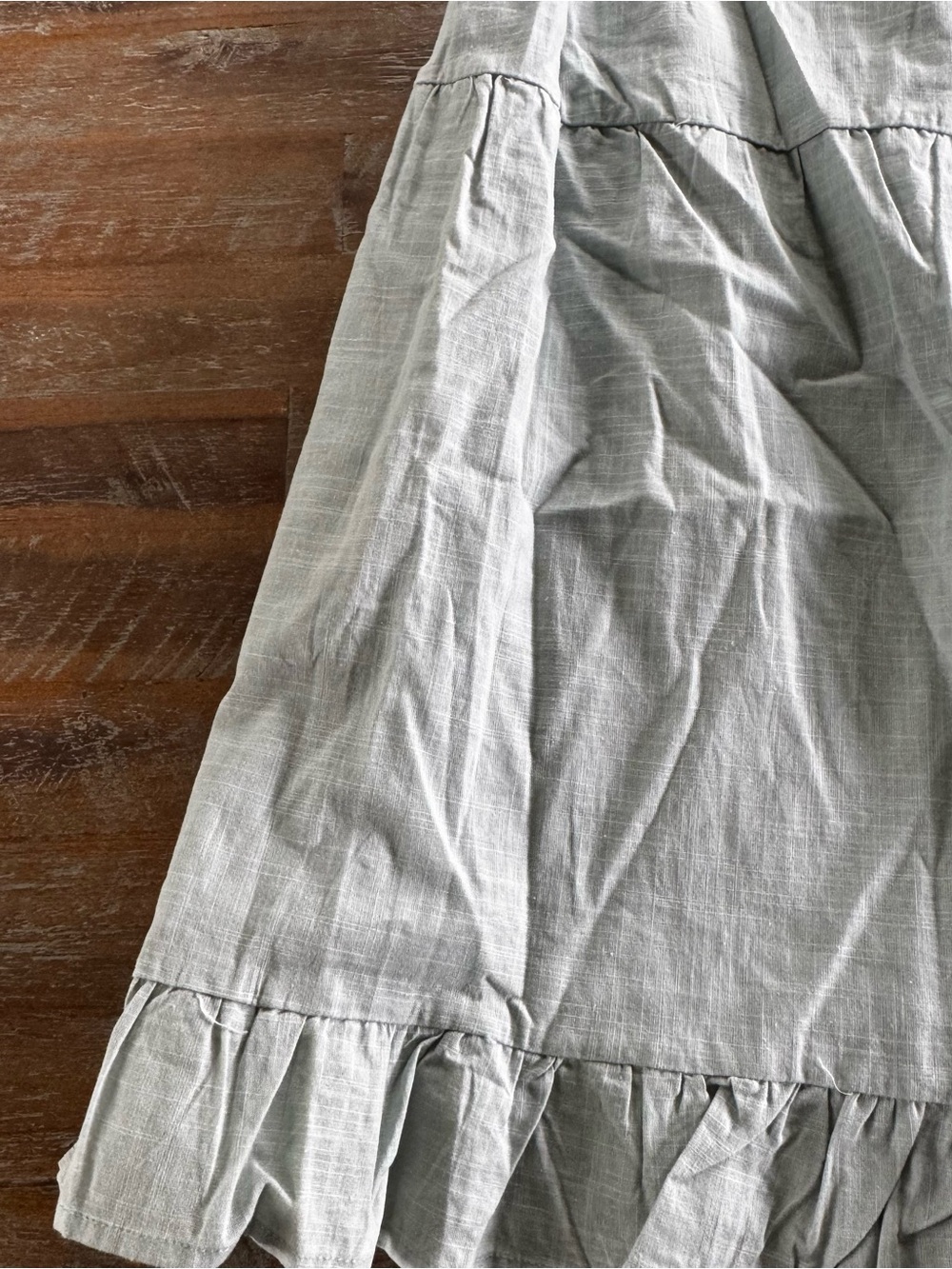 Anthropologie Light blue Ruffled Tiered Linen Dress - Picture 4 of 5